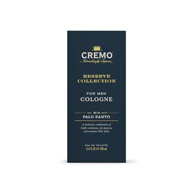 Cremo Palo Santo Cologne 3.4 Fl Oz Bright Cardamom Papyrus Mens Fragrance